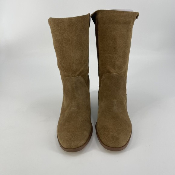 Sole Society Womens 9M Calanth Tobacco Brown Slouchy Suede Mid Calf Pull Boots - Picture 2 of 10